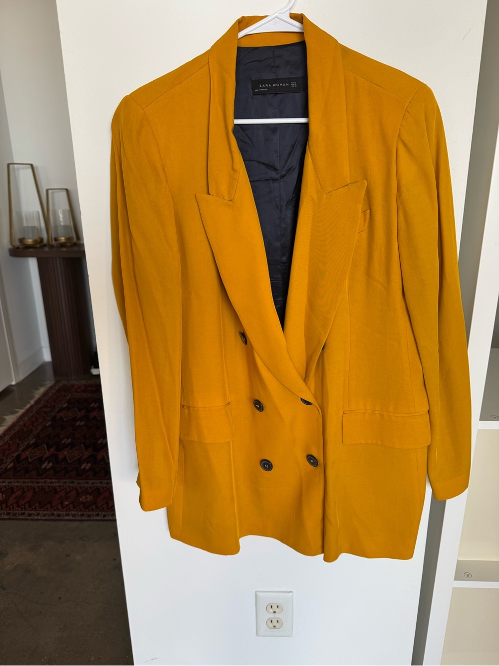 Zara Mustard Yellow Double-Breasted Blazer